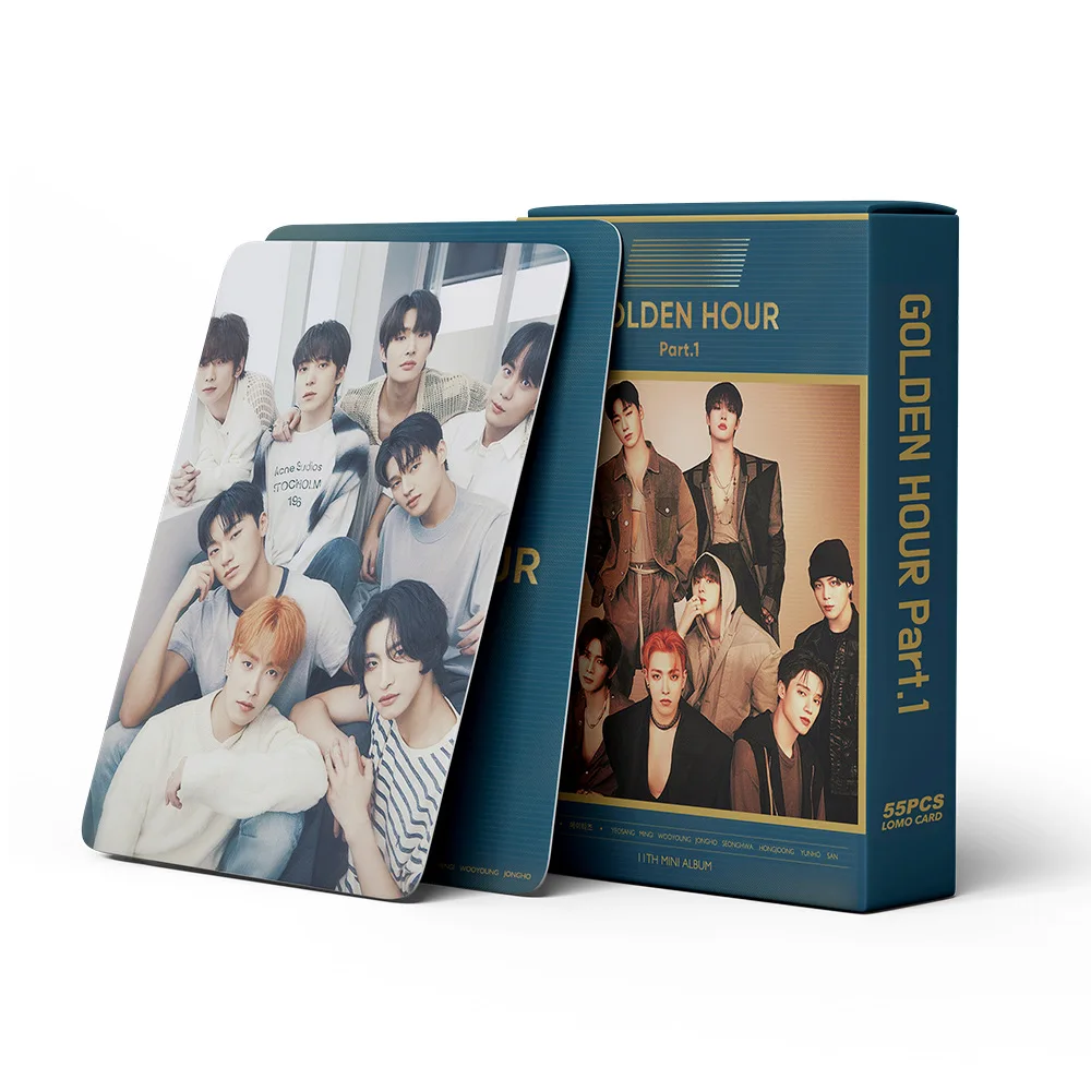 55pcs/set Kpop ATEEZ  Lomo Cards GOLDEN HOUR Part 1 Kpop Group Photocards Photo Print Card High Quality