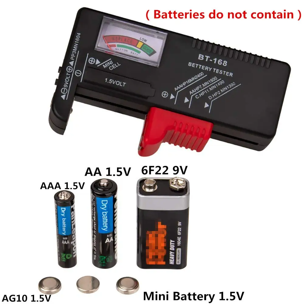 BT-168 AA/AAA/C/D/9V/1.5V uniwersalna komórka przycisku akumulatorowy miernik oznaczony kolorem wskazuje próbnik napięcia kontroler BT168