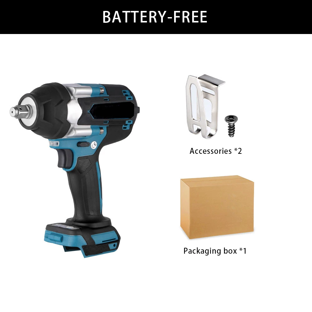 1/2" Brushless Electric Impact Wrench 2800N.M Torque Removal Screw Nut Screwdriver Home Power Tool for Makita 18V Batte