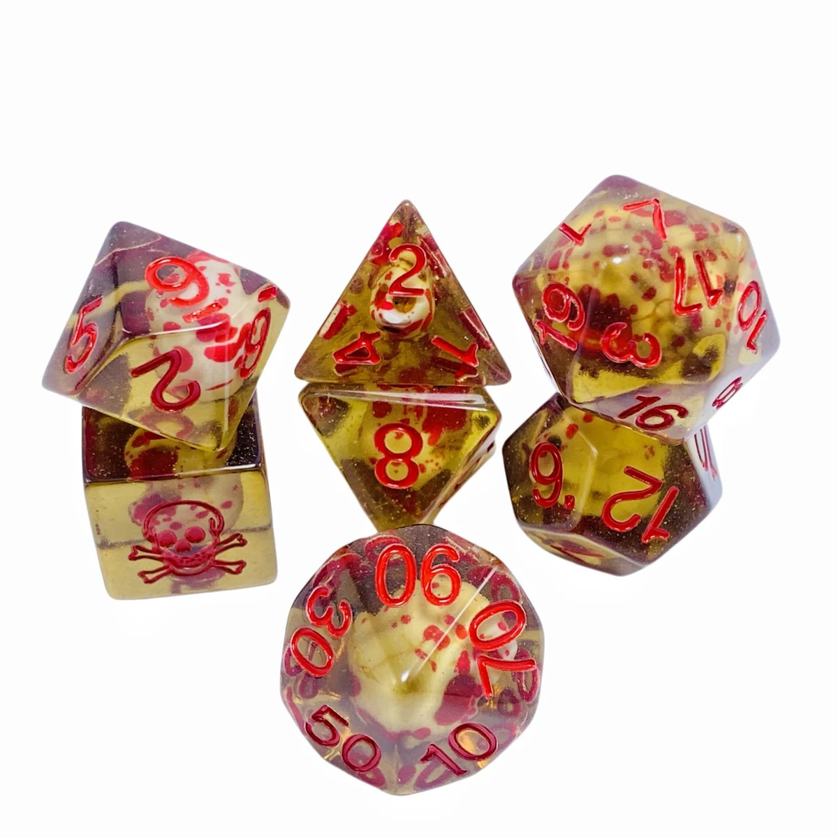 New 7 Pieces Acrylic Polyhedral Dices Set Bar Toys Filled With Ducks D6 Data D8 D10 D12 D20 Dice Role For TRPG DND Accessories