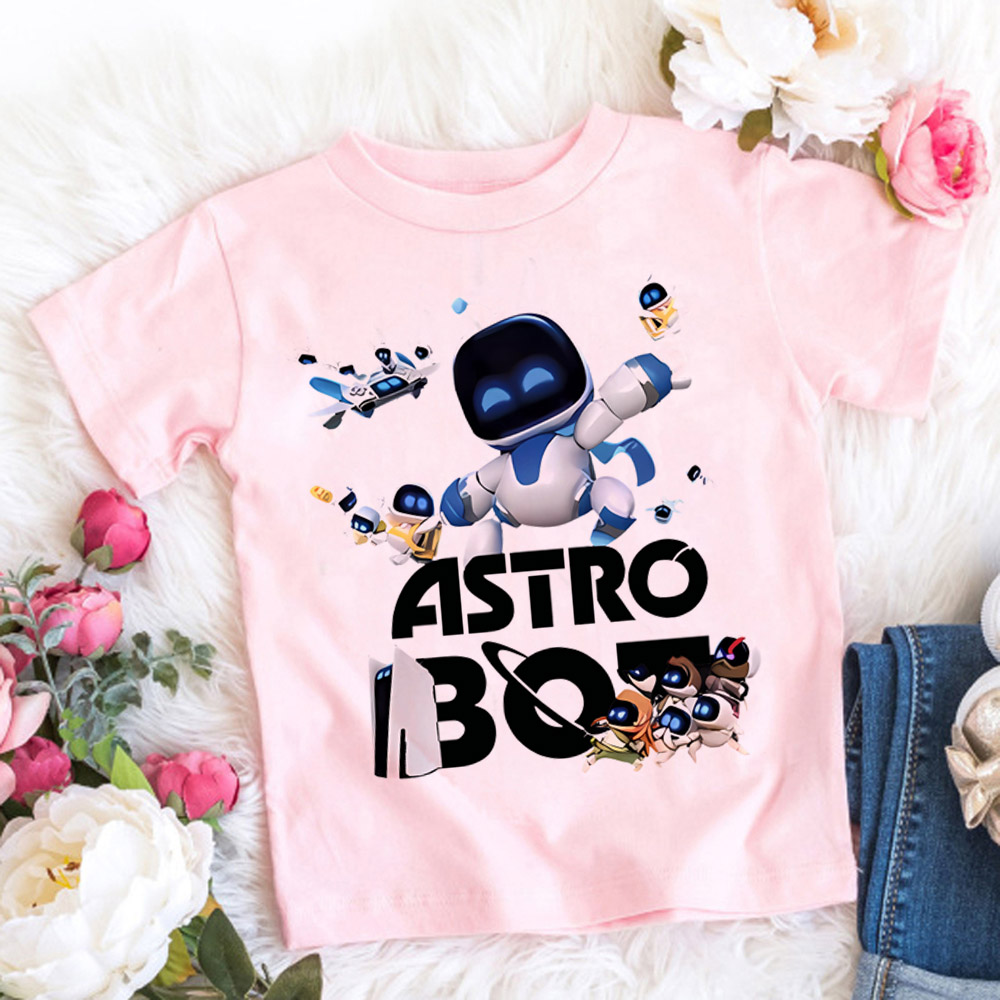 アストロボット Tシャツ子供のためのかわいい漫画フィギュアグラフィック Tシャツボーイズカジュアル半袖トップスファッション子供服