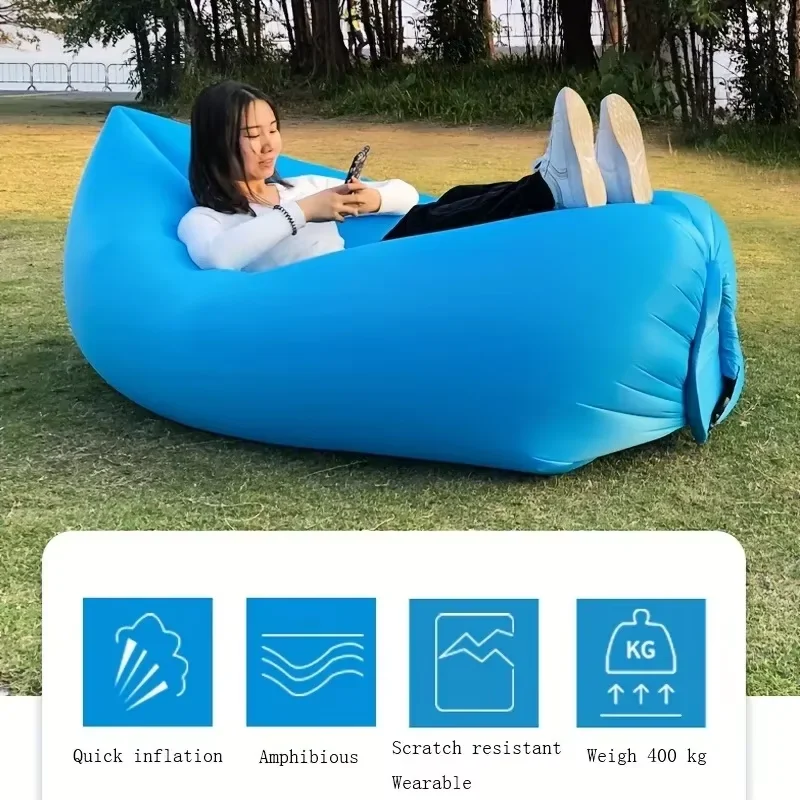 Inflatable Lazy Sofa Bed, Portable Camping Sofa Mattress, Foldable Festival Recliner for Outdoor Beach outskirts single-person