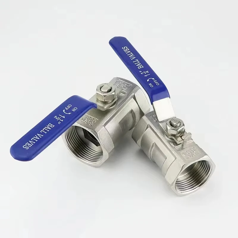 Válvula de esfera de aço inoxidável 1/4 "3/8" 1/2 "3/4" 1 "1-1/4" 1-1/2 "válvula bsp fêmea com válvulas de rosca de alça de vinil