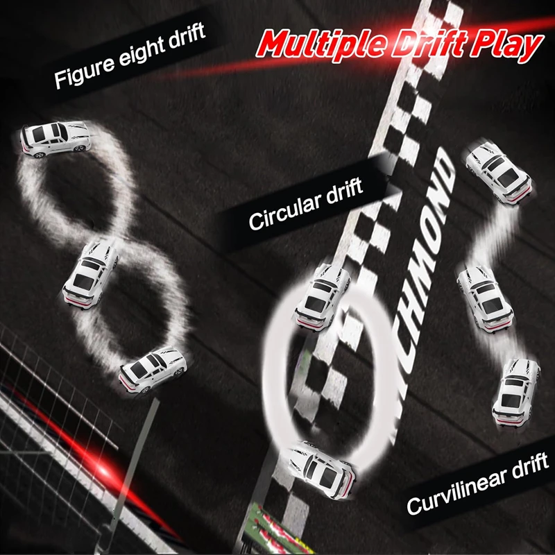 Mini RC Drift Car 1:43 oder 1/64 4WD ferngesteuertes Auto Hochgeschwindigkeits-Drift-RC-Autos mit LED-Leuchten Rennspielzeug Geschenk für Erwachsene Kinder