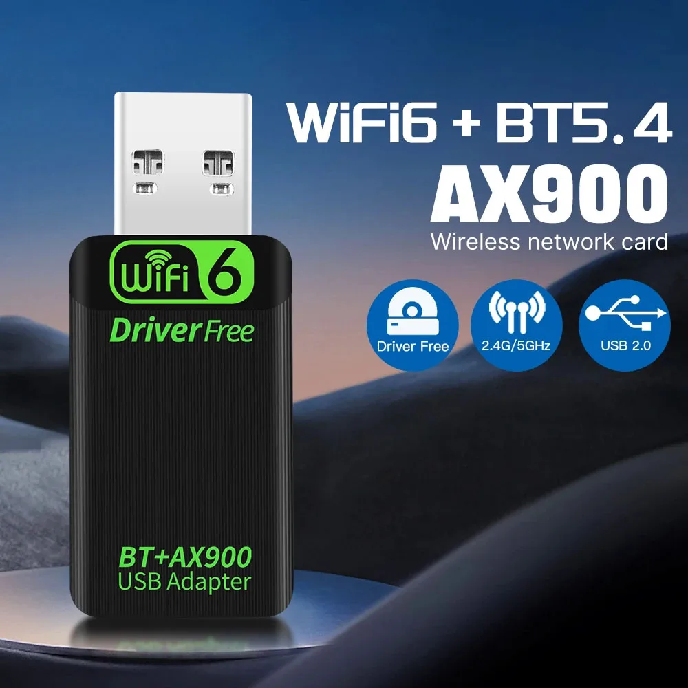 AX900 WiFi6 USB Adapter Bluetooth 5.4 Dual Band 2.4G & 5GHz 2in1 USB Draadloos Netwerk Wlan Ontvanger DRIVER GRATIS Win10
