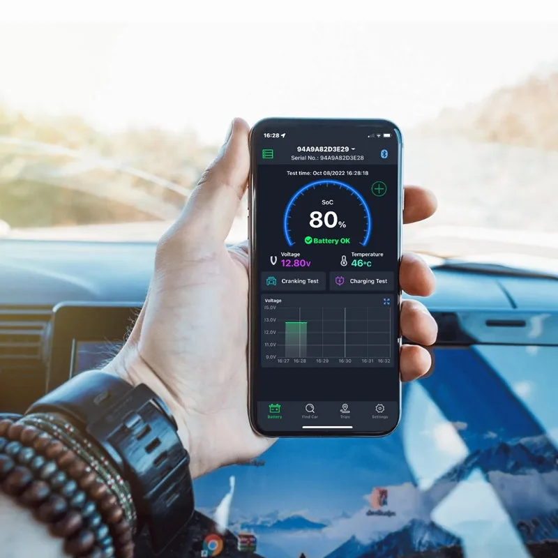 ไร้สายบลูทูธ 4.0 12V แบตเตอรี่ BM6 รถแบตเตอรี่ตรวจสอบสุขภาพ APP การตรวจสอบเครื่องทดสอบแบตเตอรี่สําหรับ Android IOS ร้อน