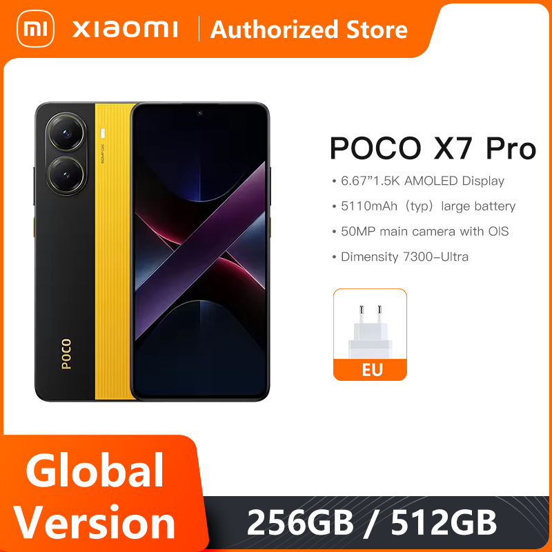 【Brand+】Смартфон POCO X7 Pro, размер 8400-Ultra, 6000 мАч, 90 Вт, HyperCharge, 6,67 дюйма, AMOLED-дисплей, NFC Xiaomi HyperOS 2
