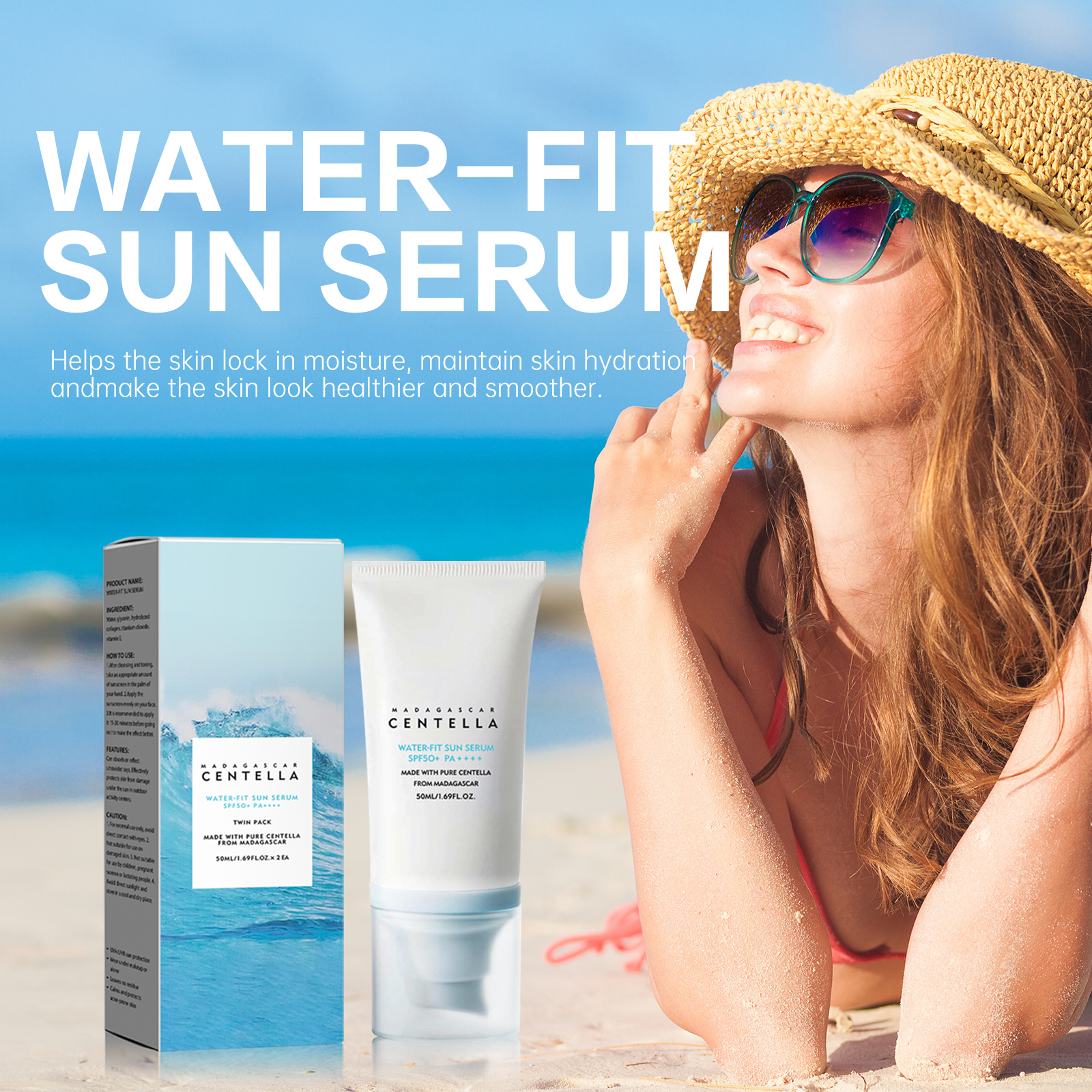 Summer SPF50+Korean Snow Grass Facial and Body Sunscreen, Moisturizing, Refreshing, Brightening Skin Suitable for Sensitive Skin
