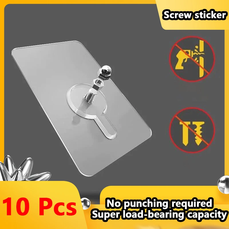 10 Uds. De pegatinas de tornillo sin perforaciones, imagen de pared, gancho sin marcar, imagen Invisible sin rastro, gancho colgante para cocina y baño