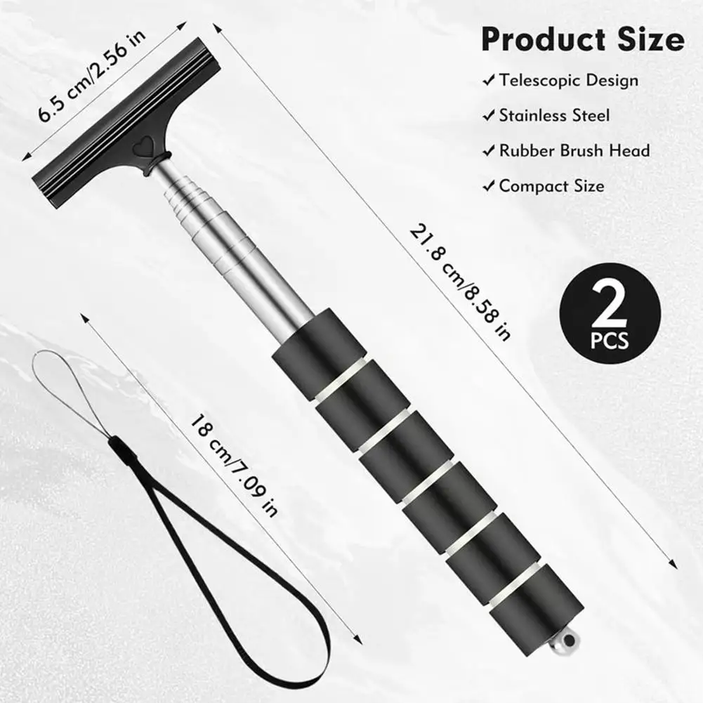Portable Rainy Glass Window Cleaning Tool Wiper Extendable Handle Car Side Mirror Squeegee Telescopic Rearview Mirror Squeegee