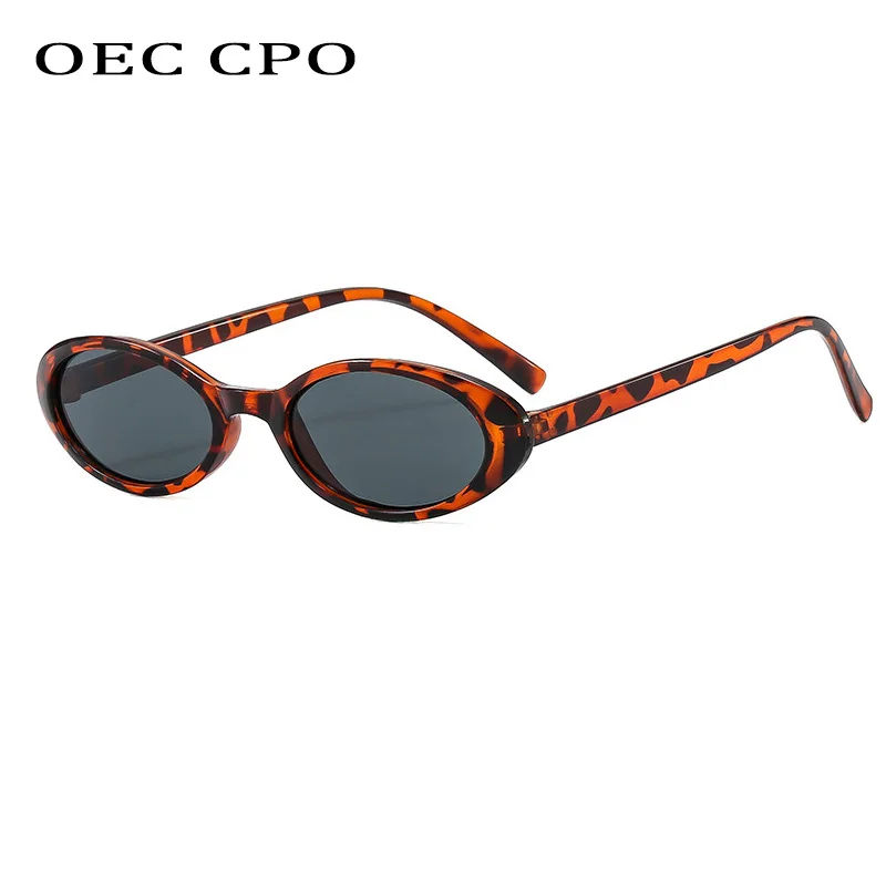Nuevas gafas de sol ovaladas pequeñas para mujer y hombre, gafas de sol estilo Hip Hop Vintage con forma de ojo de gato, gafas Punk negras de leopardo para mujer, gafas UV400