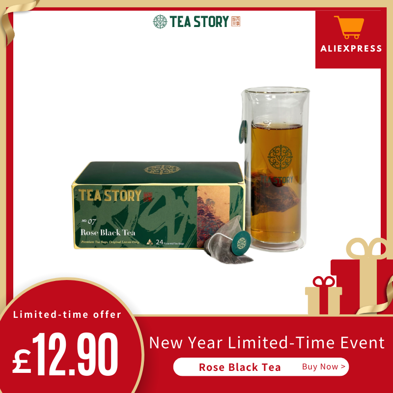 Tea Story Rose Black Tea [Evening Relax] ECOCERT Organic Loose Leaf, Floral Aroma 24Tea Bags x 2g