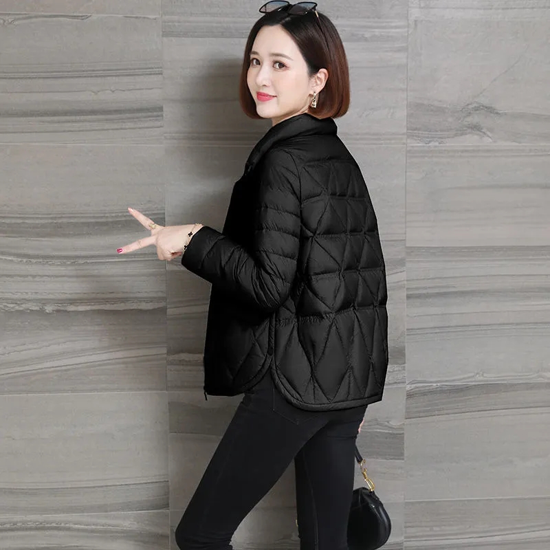 Veste en duvet de coton pour femme, manteau rembourré léger et Slim, grande taille, parka courte, nouvelle mode coréenne, printemps automne 2024