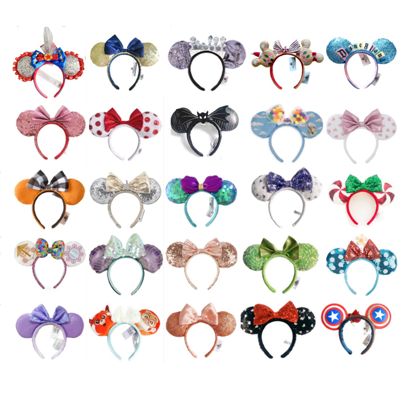 Повязка на голову с Микки Диснеем, повязка на голову из искусственной кожи с черными ушками летучей мыши, рождественский пряник, повязка для волос для косплея, повязка на голову с надписью Disneyland, подарок