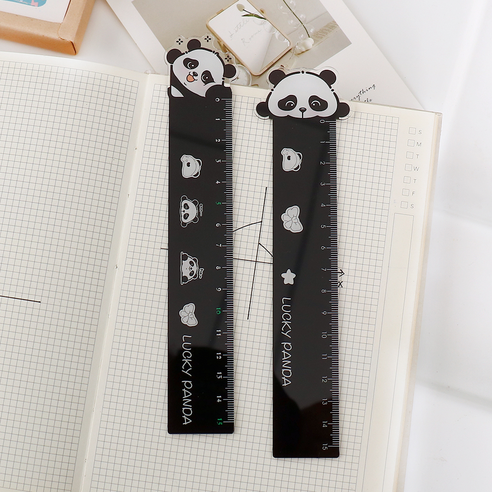 1 ピースかわいいパンダストレートかわいいクリスマス定規ツール文具漫画描画オフィス学校測定