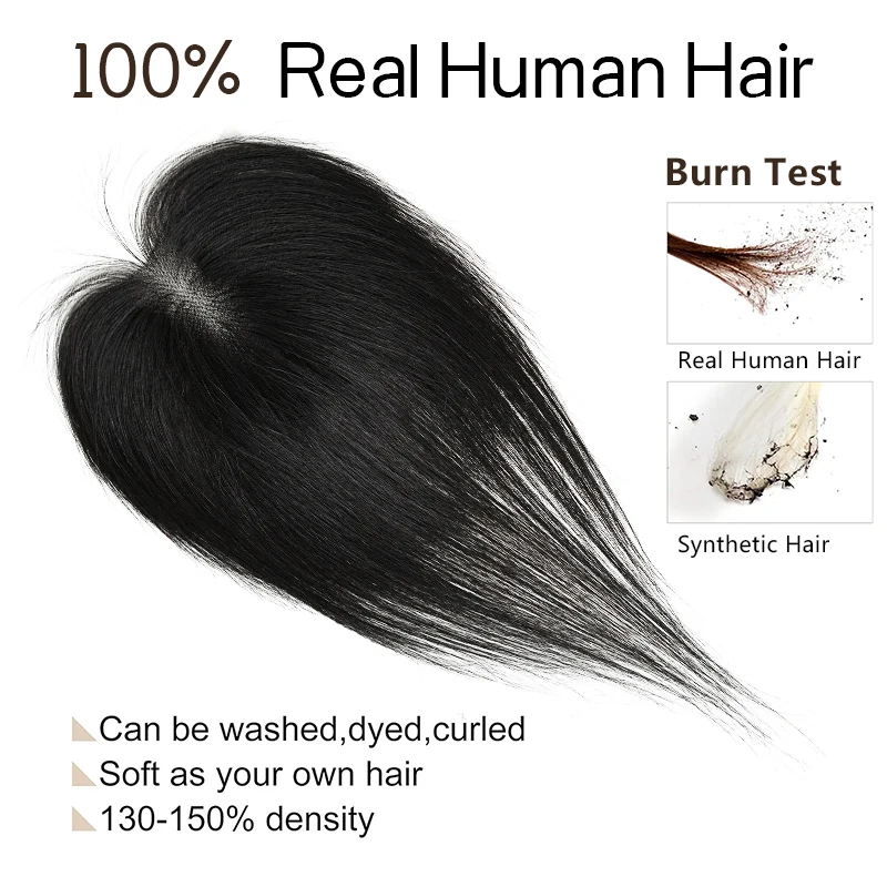 100% cheveux humains 7X10 cm fait à la main dentelle suisse filet à cheveux postiche 3 clips dans l'extension de cheveux avec frange perruque pour les femmes