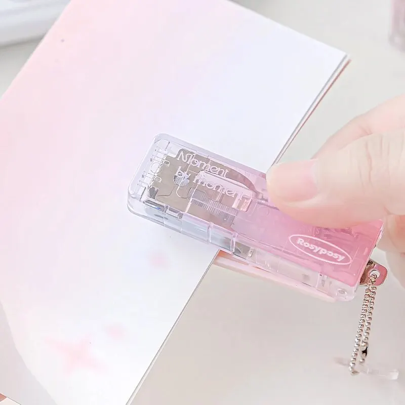 2Style Clear INS Stapler Portable Mini High Value Gradient for Students Office Supplies Korean Bookbinding Tool