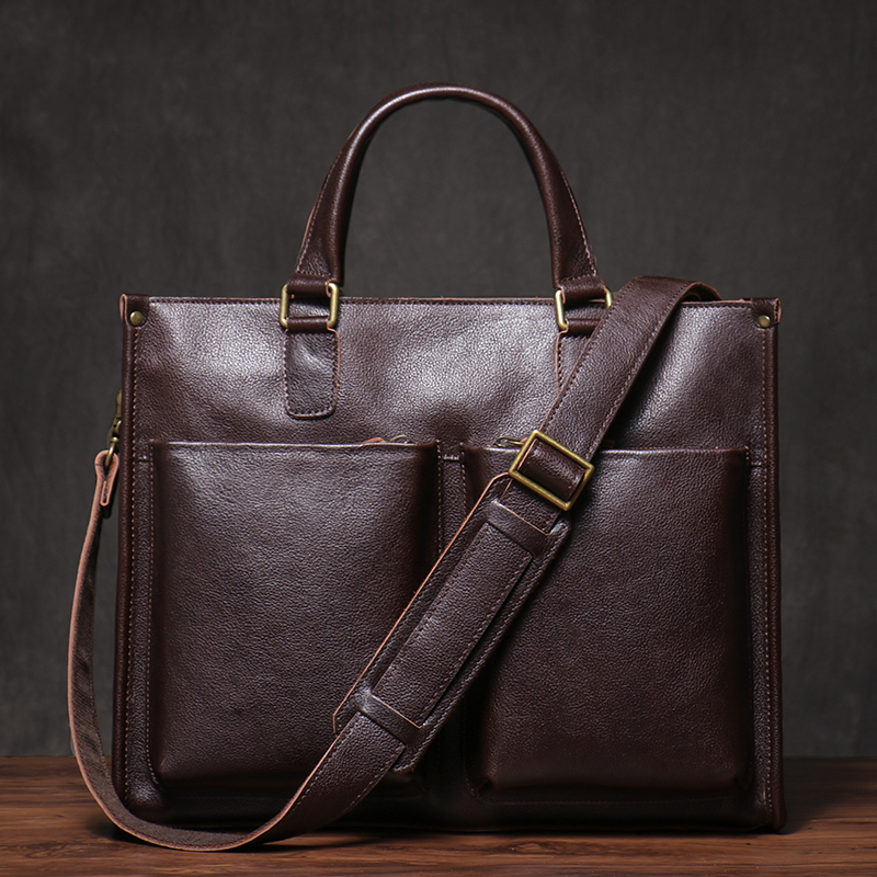 LUOKIR Deluxe Valigetta direzionale Borsa da avvocato maschile Borsa da lavoro a tracolla Portafoglio in vera pelle Borsa per computer per laptop da 14 pollici