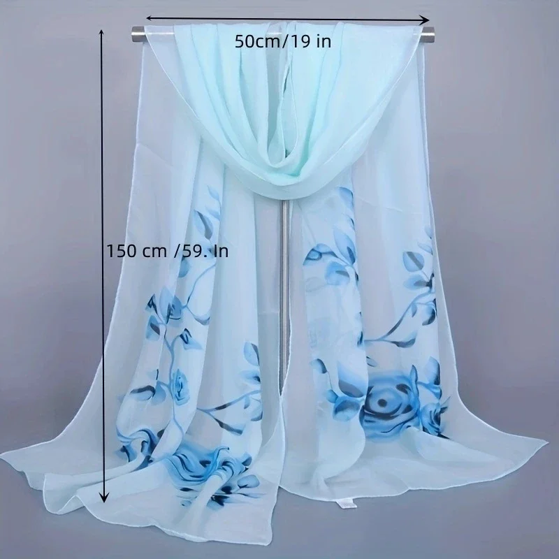 2021 Mùa Xuân Và Mùa Hè Nữ Khăn Mới Khăn Choàng Pashmina In Hình Cape Voan Lụa Polyester Tippet Nhét 60*160Cm