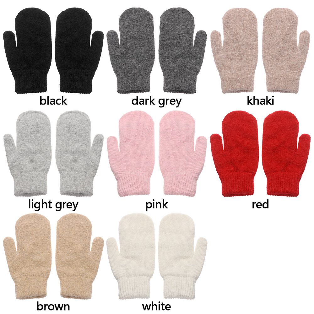 Guantes de pelo de conejo para mujer, manoplas cálidas de felpa de doble capa, versión coreana, Color sólido, todos los dedos, Invierno