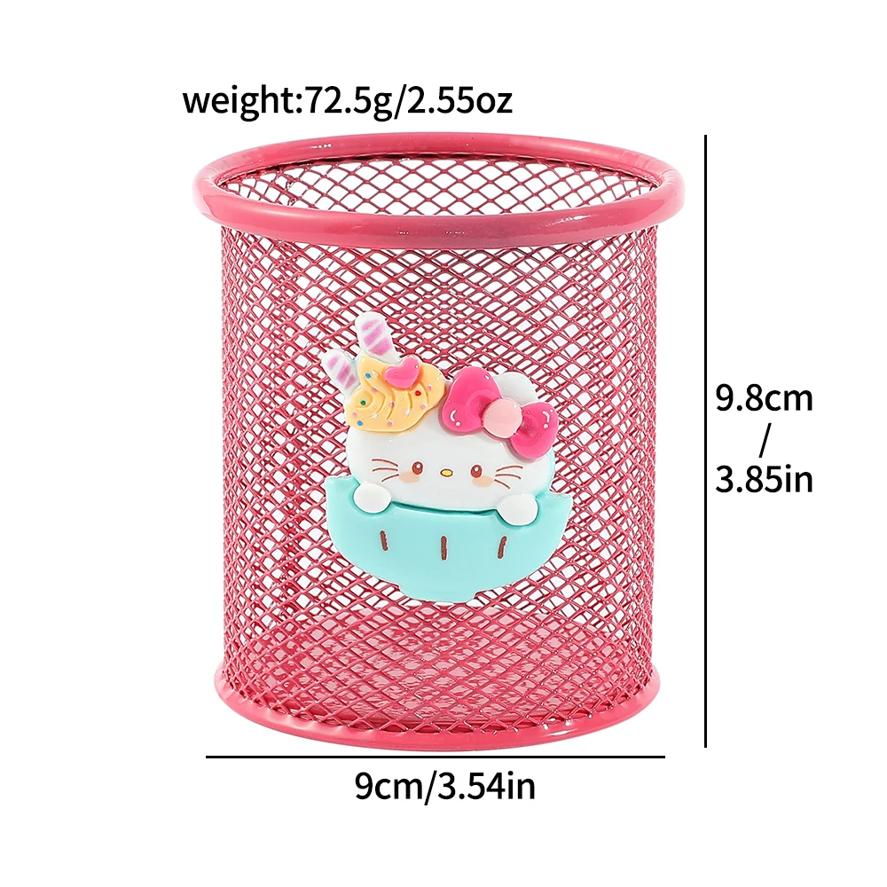 Cartoon Hallo Kitty Stift Behälter Pinsel Topf Make-Up Pinsel Eimer Kawaii Rosa Hohl Stift Halter Schreibwaren Lagerung Sortierung Box