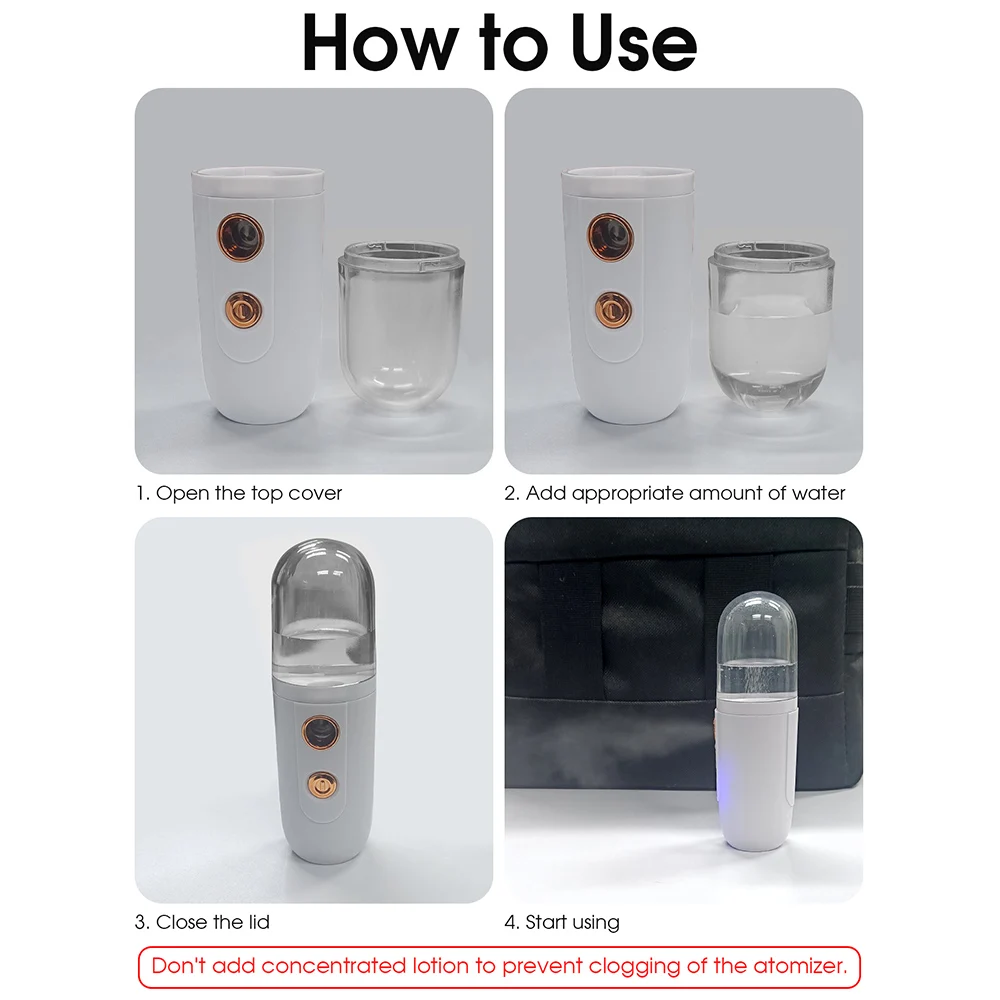 MINI Facial Steamer NANO Spray Moisturizing Vaporizer Face Mist สเปรย์เย็นเครื่อง Humidifier ความงามแบบพกพา Humidificador