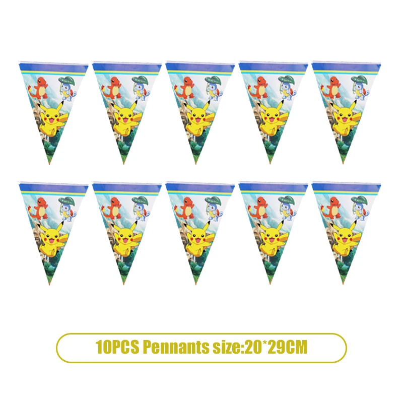 Decoraciones para fiesta de cumpleaños de Pikachu, globos de aluminio de Pikachu, vajilla desechable, plato, servilleta, pancarta para suministros de fiesta para niño