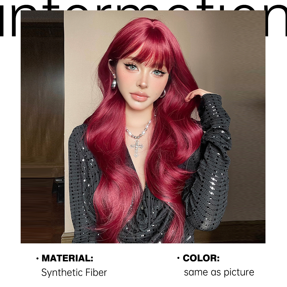 ALAN EATON-Peluca de cabello sintético para mujer, cabellera artificial ondulado de cuerpo largo con flequillo, resistente al calor, para fiesta de Cosplay
