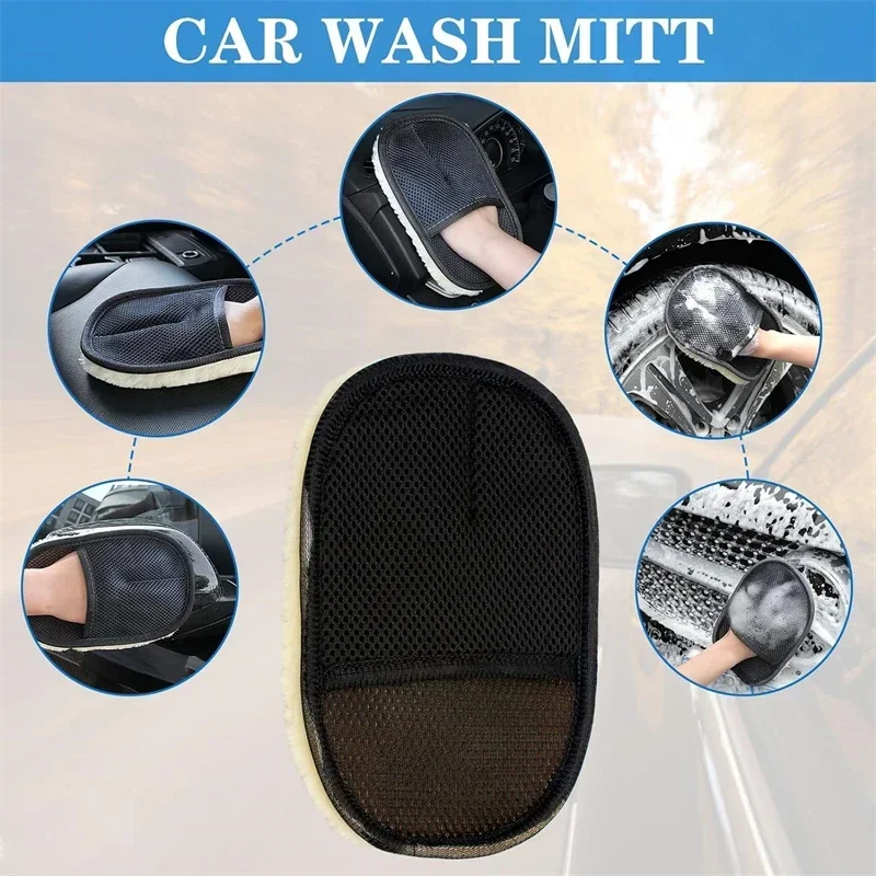 1/10Pcs รถทําความสะอาดฟองน้ําถุงมือขัดรถซักผ้า Mitt ถุงมือไมโครไฟเบอร์ล้างสําหรับยานยนต์ห้องครัวบ้านทําความสะอาดขนสัตว์