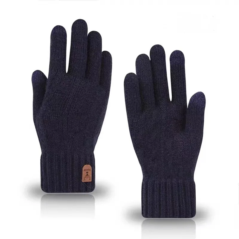2023 nieuwe warme herenhandschoenen winter touchscreen plus fleecehandschoenen koude warme wollen gebreide handschoenen