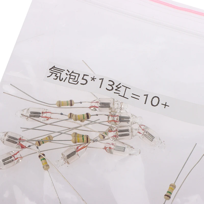 10Pcs/lot 220V Neon Light Bulbs 4x10mm 5x13mm Main Power Indicator RED Standard Mini Neon Light Indication, With Resistance