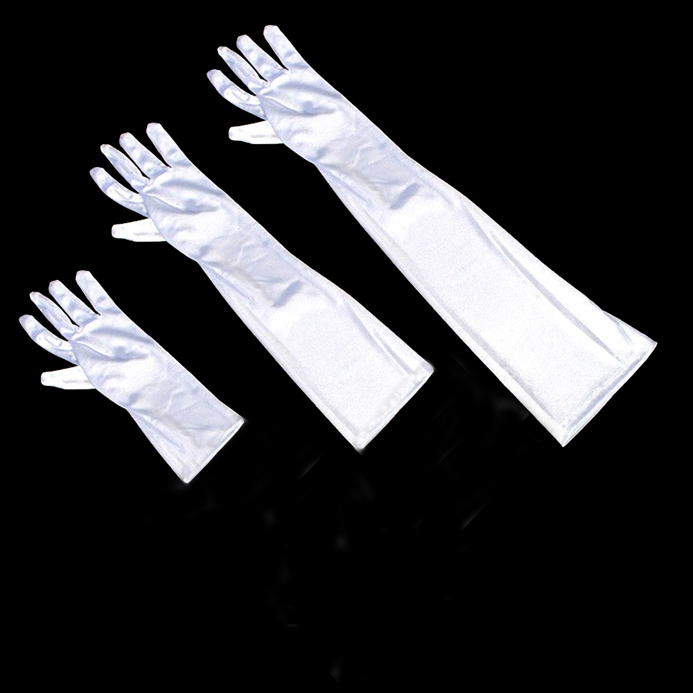 Women's White Satin Wedding Bride Gloves 23 cm 38 cm 55 cn Ball Gloves Elegant Designed for Formal Occasions