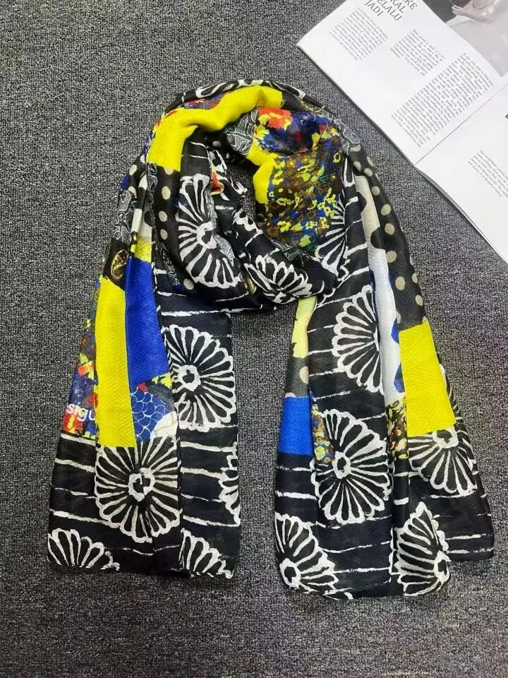 Bufanda de playa con estampado español único original de comercio exterior, arte en color a la moda, chal para mujer