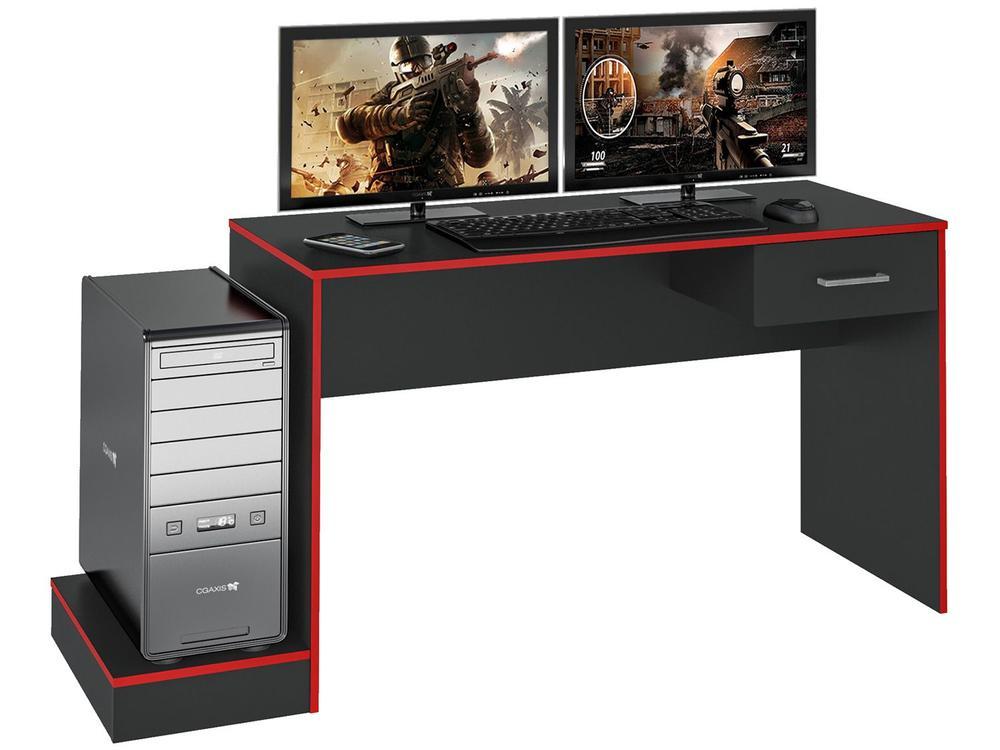 Mesa Gamer Artely Preto e Vermelho 1 Gaveta