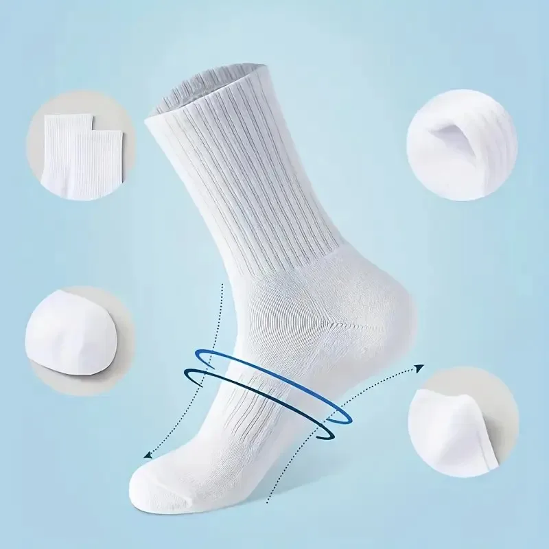 5/10/20 pares de calcetines neutros de Color sólido con cuello redondo primavera otoño absorbente de sudor transpirables cómodos calcetines deportivos para todas las estaciones