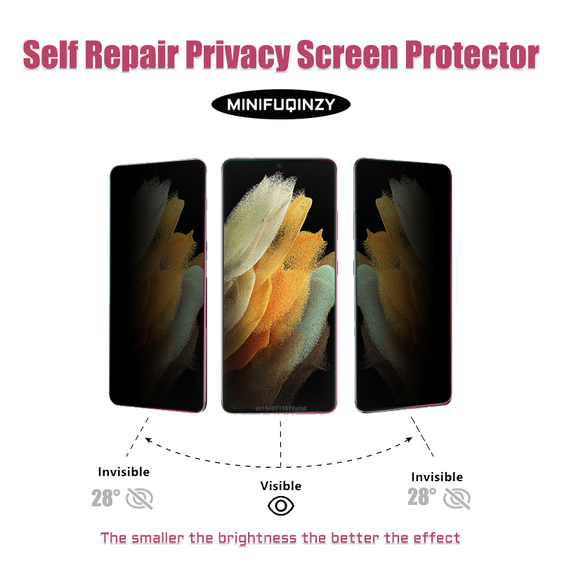 Película de reparación automática para Samsung Galaxy S25 Ultra S24 S23 S22 S20 Plus Protector de pantalla de privacidad desbloqueo S21 5G Note 20 no vidrio