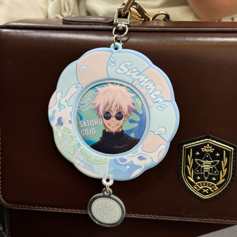 1 Set Anime Badge Holder Set -Clear Ita Bag Display with Cat Ear Tail Charms Protective Sleeves for Pins Kawaii DIY Accessory