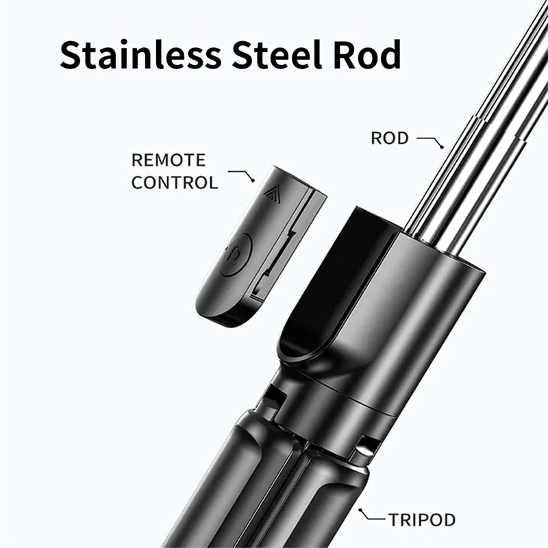 Wireless Bluetooth Selfie Stick Tripod Stand With Light Extendable For iPhone Mobile Phone Live Streaming Remote Control