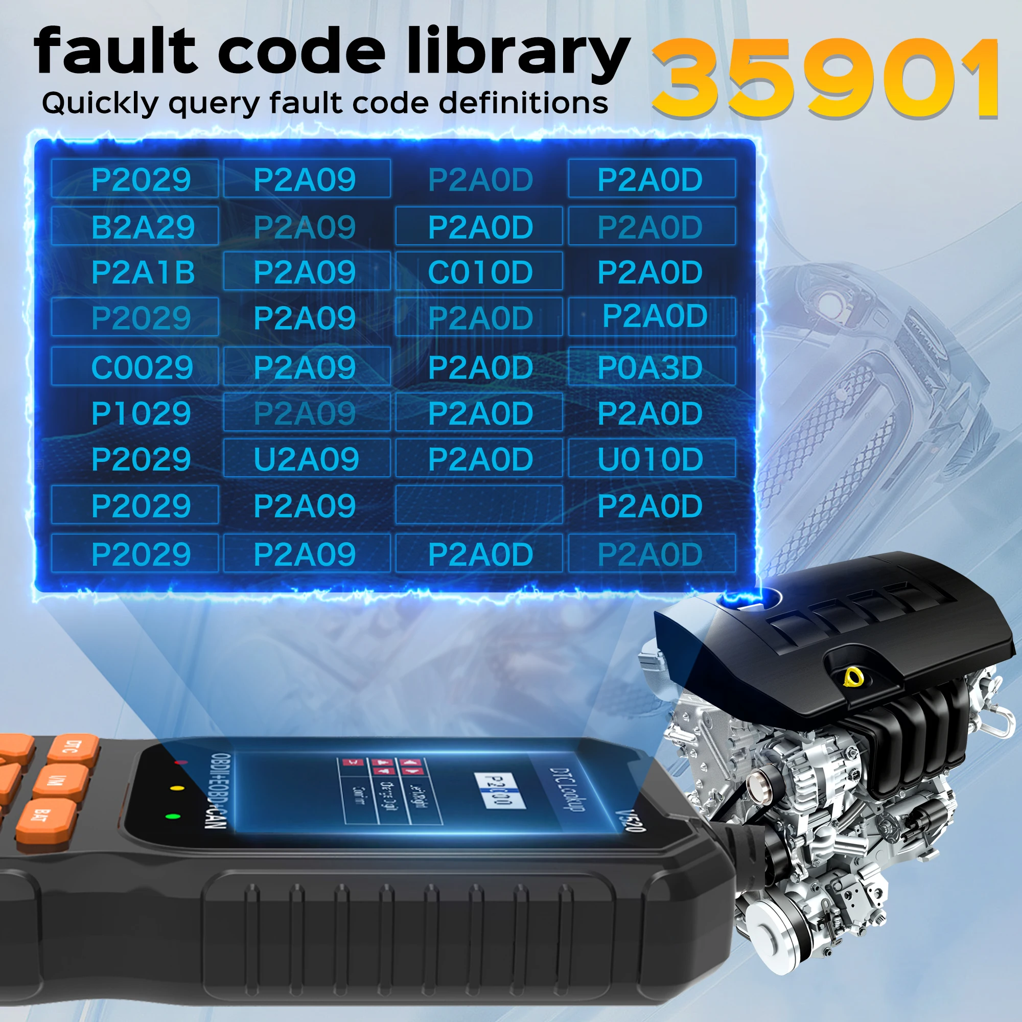 Herramienta de escaneo de diagnóstico de escáner de coche OBD2, lector de código de falla de vehículo mecánico profesional, luz de motor de control de código de falla de lectura automática para