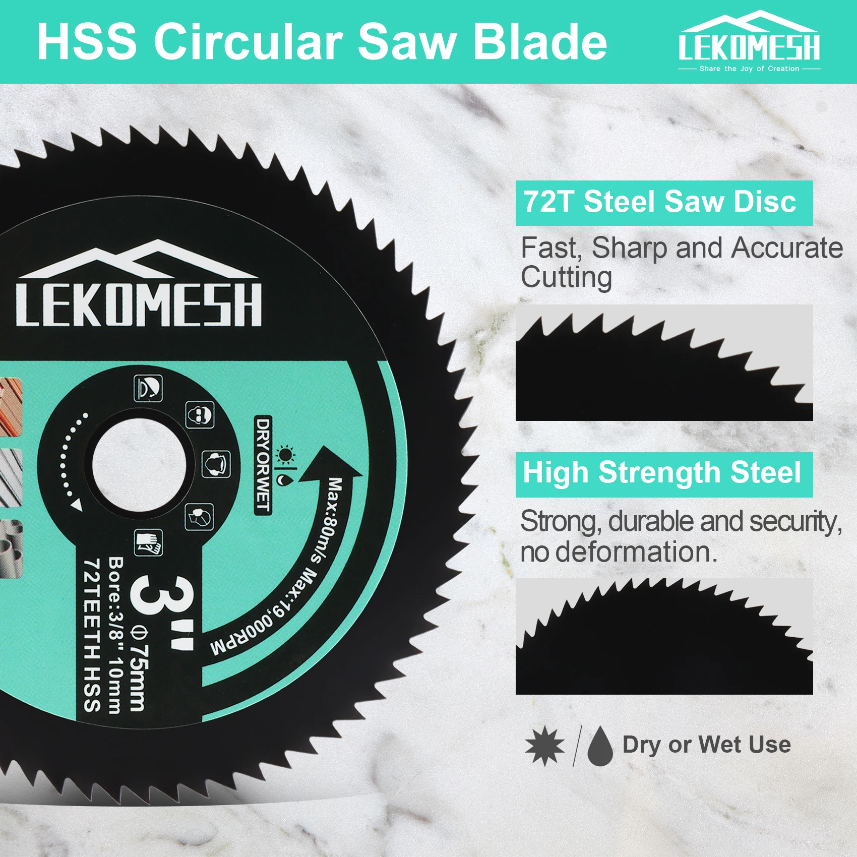 LEKOMESH 3 inch 75mm Doorslijpschijf Snijden Beton Houten Tegel Staal Metaal Aluminium Graniet Steen Mini Grinder Zaagblad