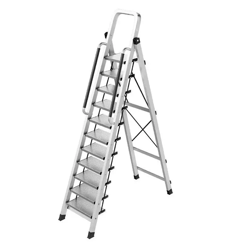 Ladder Folding Telescopic Multifunctional Thickened Aluminum Alloy Herringbone Ladder Indoor Eleven Steps To Climb