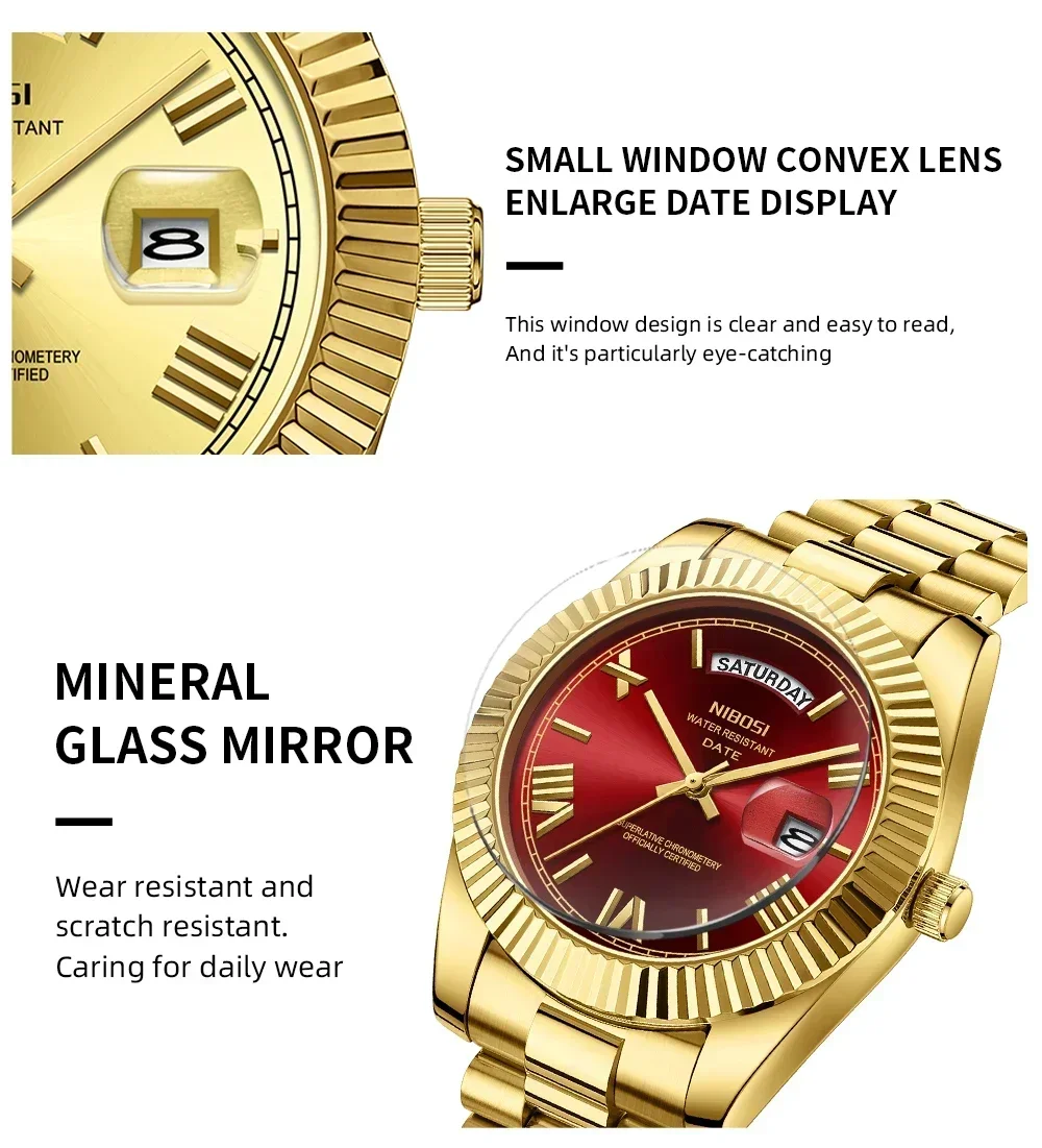 Reloj NIBOSI de cuarzo de lujo para Hombre, Reloj de pulsera luminoso con fecha resistente al agua, relojes deportivos de acero inoxidable para Hombre, Reloj para Hombre