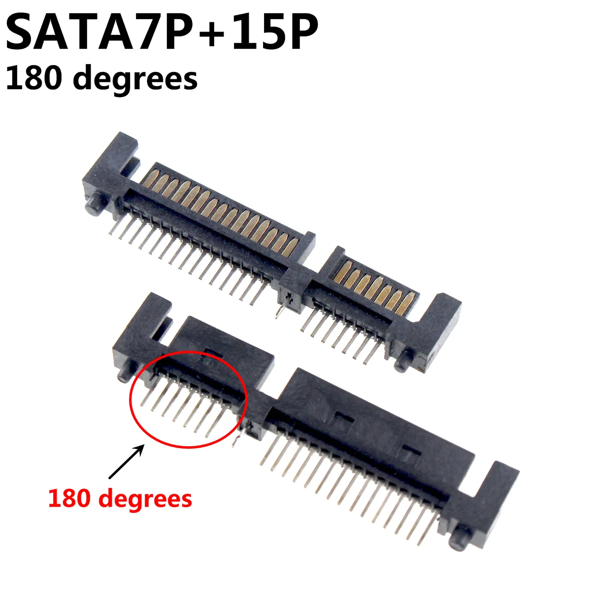 2pcs SATA7P+15P sata15p sata22p Female connector Short body Double row misplaced needle