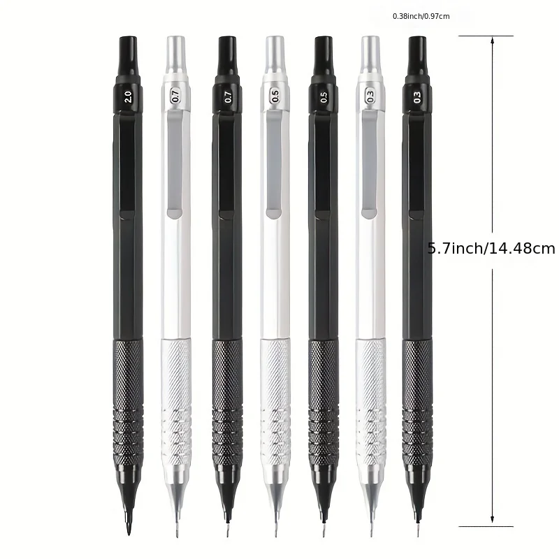 1pc lápis mecânico 0.3/0.5/0.7/2.0mm baixo centro de gravidade desenho de metal lápis especial escritório escola escrita materiais de arte