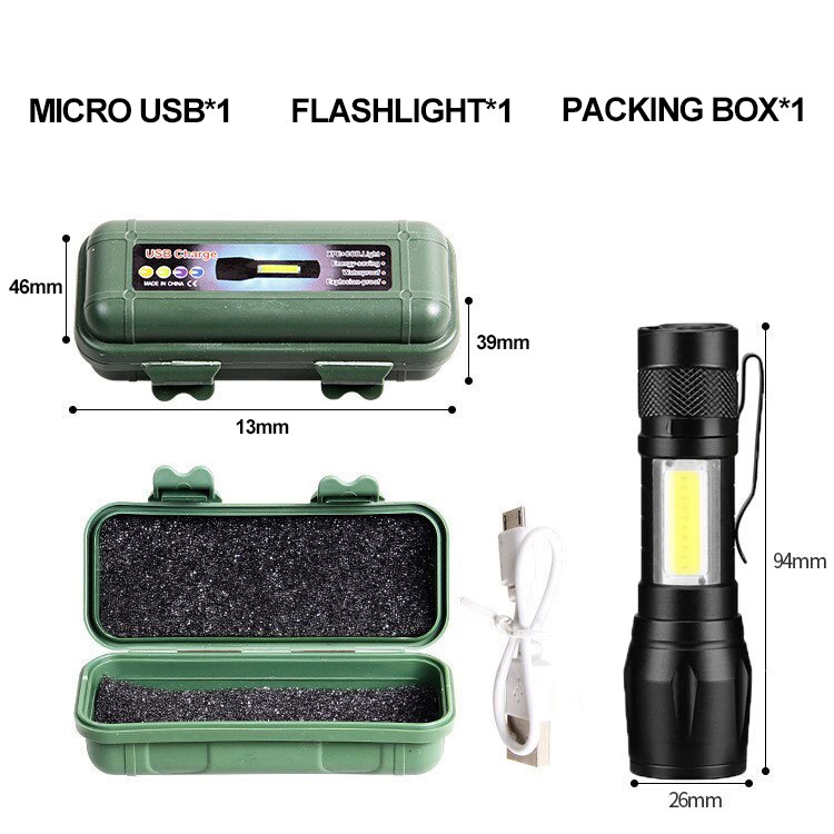 Krachtige Mini LED-zaklamp COBtXPEZoom-zaklamp Ingebouwde batterij USB oplaadbaar met penclip Outdoor Camping-noodlamp