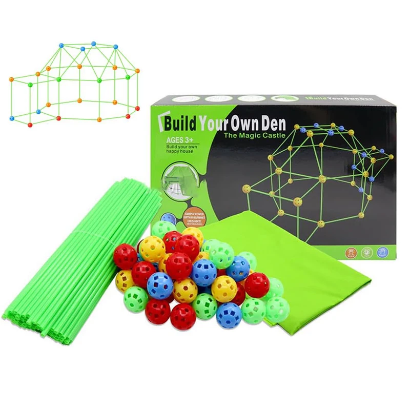 DIY 요새 건설 크리 에이 티브 장난감 요새 빌딩 키트 3D 성 터널 텐트 게임 교육 놀이 텐트 장난감 어린이 선물