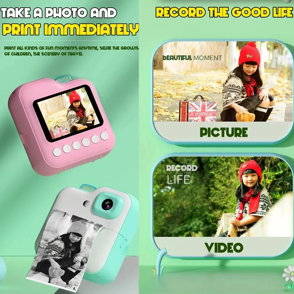 Q6 Instant Printing Camera for Kids Wireless Digital Camera Printing Bluetooth Camera Inkless Photo Lable Print Children Gifts