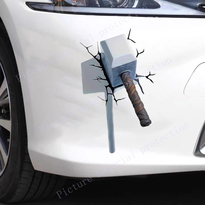 Pegatinas de coche con martillo de grietas 3D llamativas para vehículos todo terreno, cubierta de puerta de parachoques, arañazos, cuerpo de Scooter, calcomanías impermeables