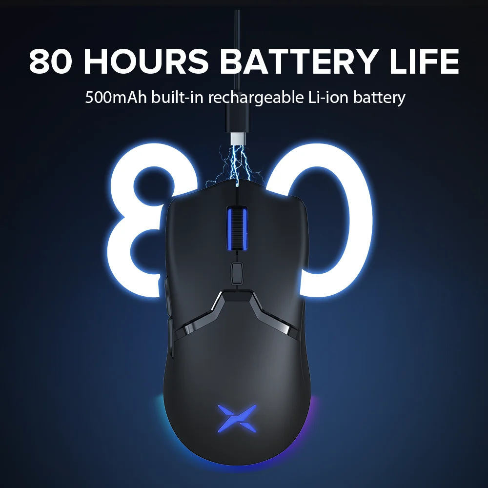 Ratón inalámbrico para juegos Delux M800 PAW3395, luz RGB, 26000DPI, con cable, programable, ergonómico, recargable, para PC, portátil y Gamer
