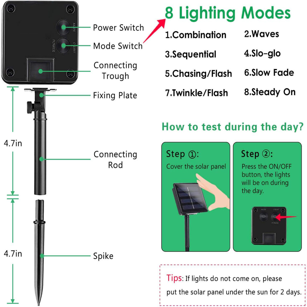 Lucine da esterno ad energia solare IP65 impermeabili 8 modalità di illuminazione adatte per decorazioni natalizie e matrimoni